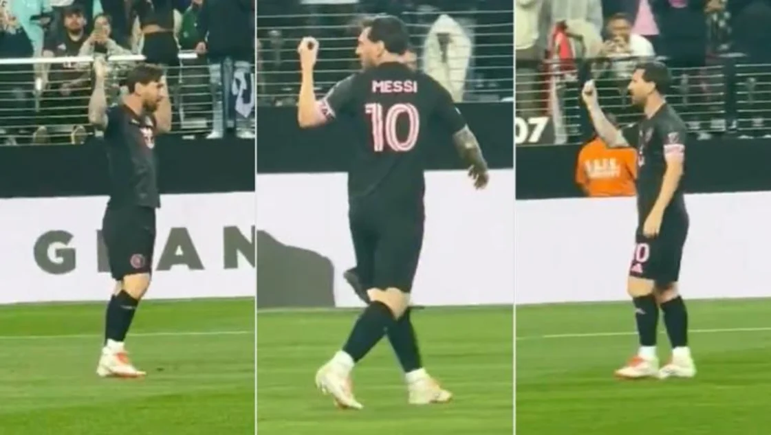 Los gestos de Messi tras el gol, respondiendo a la provocación de los mexicanos