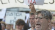 Hicieron una marcha pidiendo justicia por el hincha de Olimpo asesinado