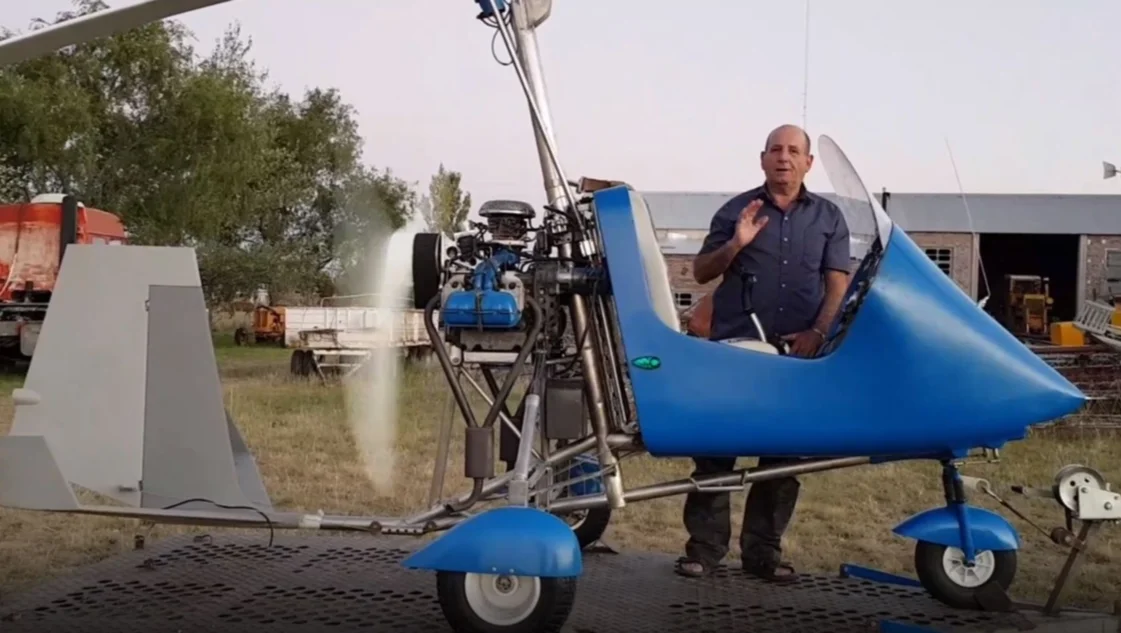 Pigüé: 50 años después, construyó un autogiro para cumplir el sueño de volar