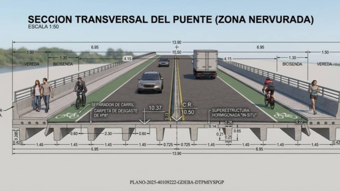 Así será el nuevo puente sobre el canal Maldonado