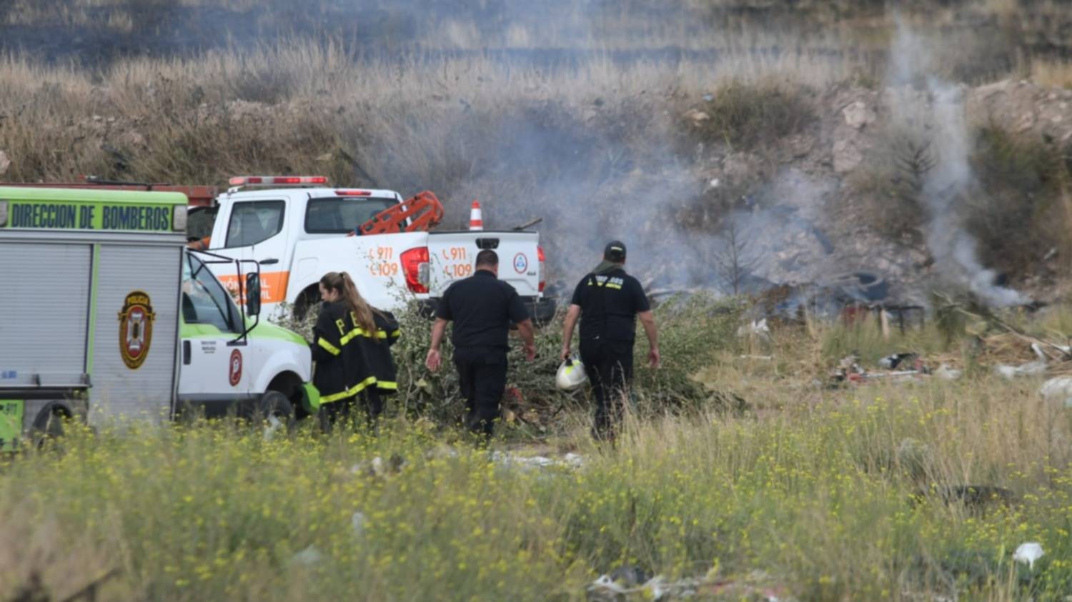 Explosión de un artefacto en un basural durante un incendio de pastizales cerca del Club Midgistas del Sur