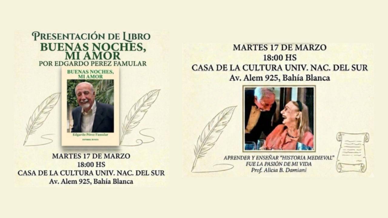 Presentarán en Bahía Blanca el libro “Buenas noches, mi amor” de Edgardo Pérez Famular