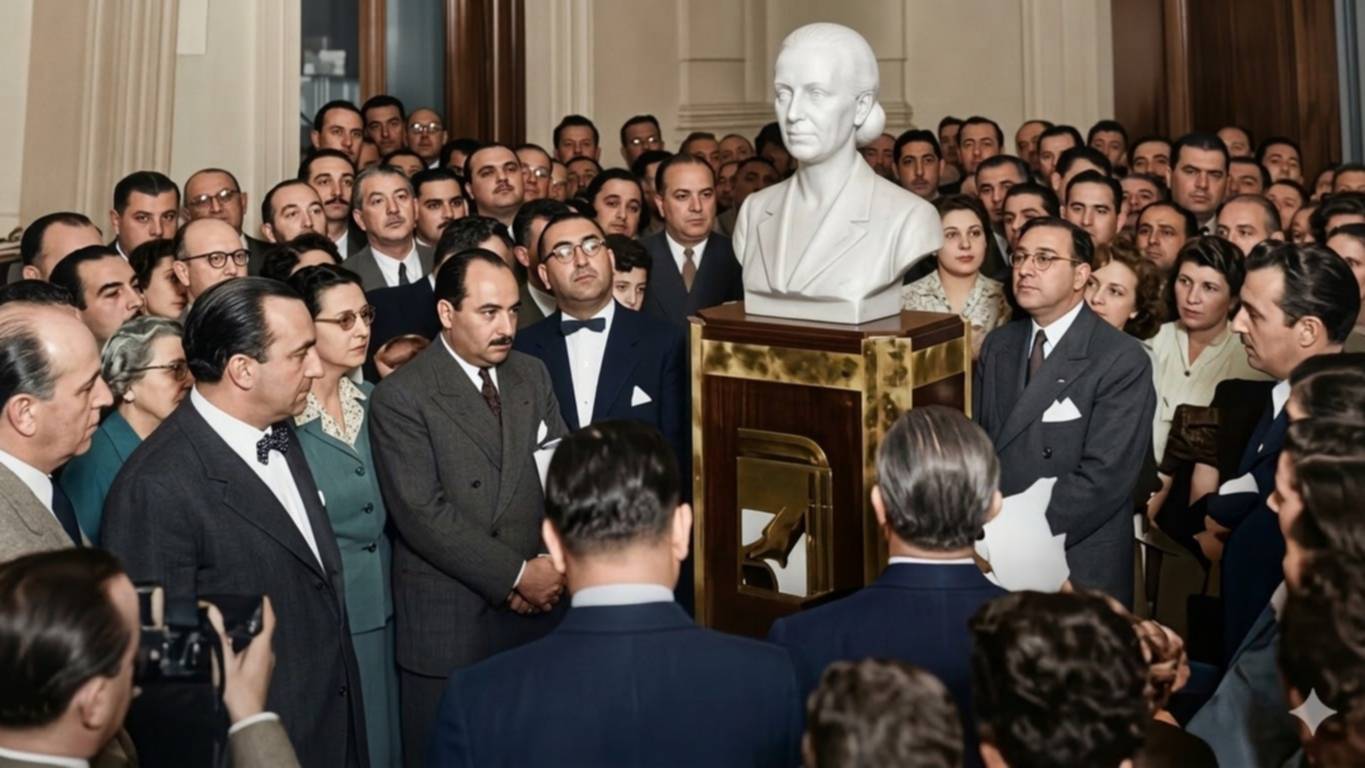 Evita en el hall del palacio municipal