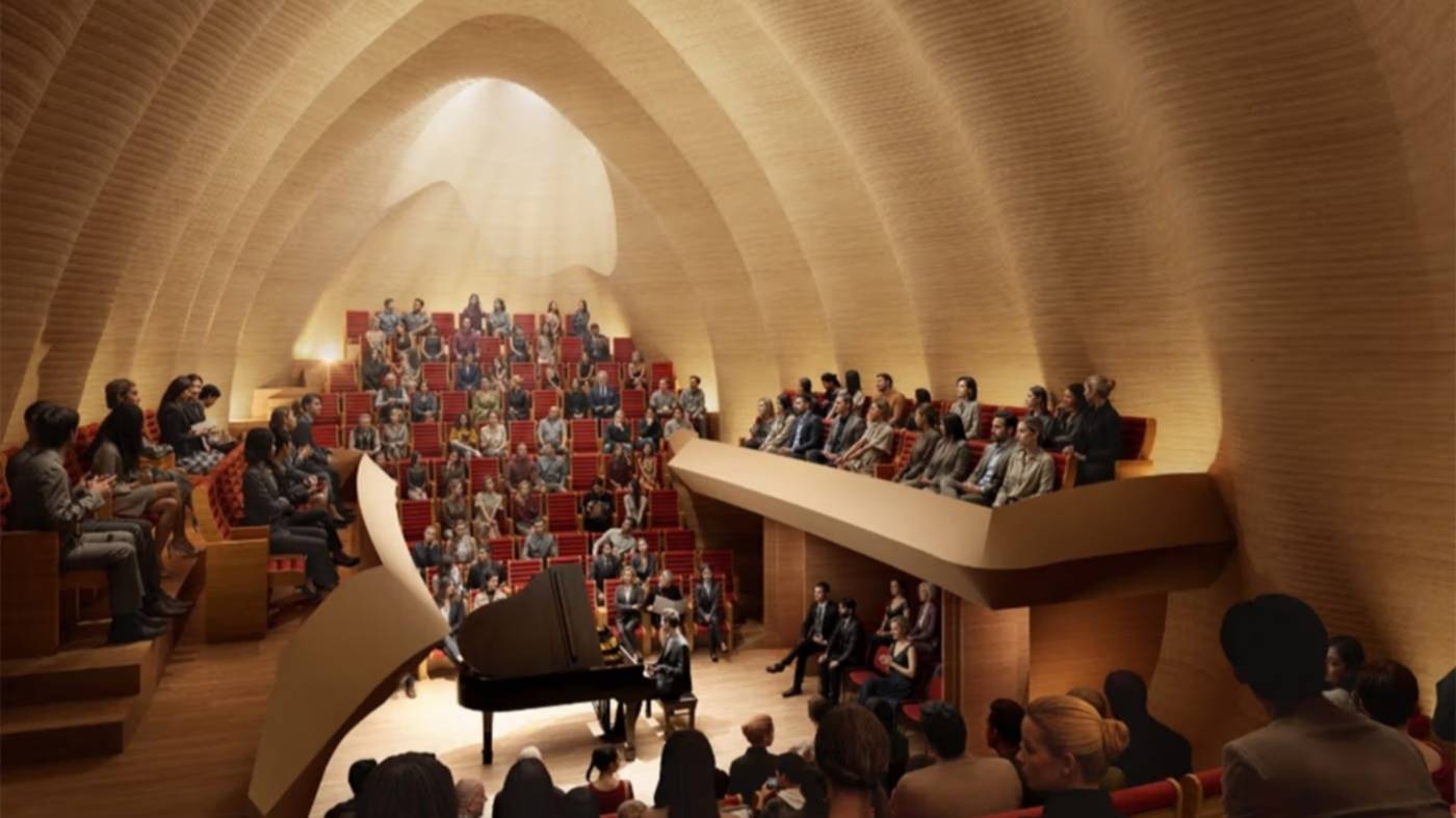 Una sala de conciertos en el interior de una fábrica de armas