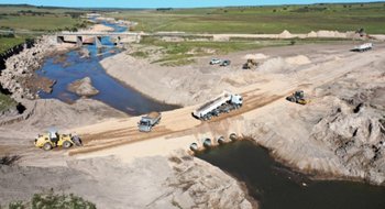 Cómo avanzan los trabajos de reparación en la Ruta Nacional 35 cerca de Bahía Blanca