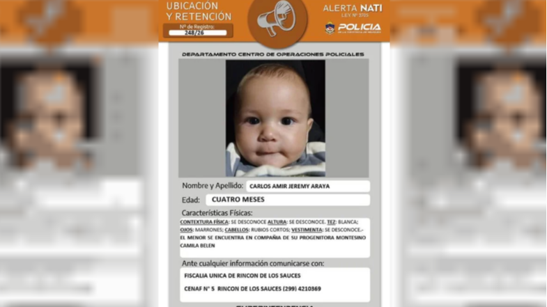 Alerta Nati en Neuquén: buscan desesperadamente a un bebé de 4 meses y a su madre desaparecidos