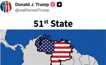 Sorpresivo posteo de Trump: publicó un mapa con Venezuela pintada con la bandera de EE.UU.