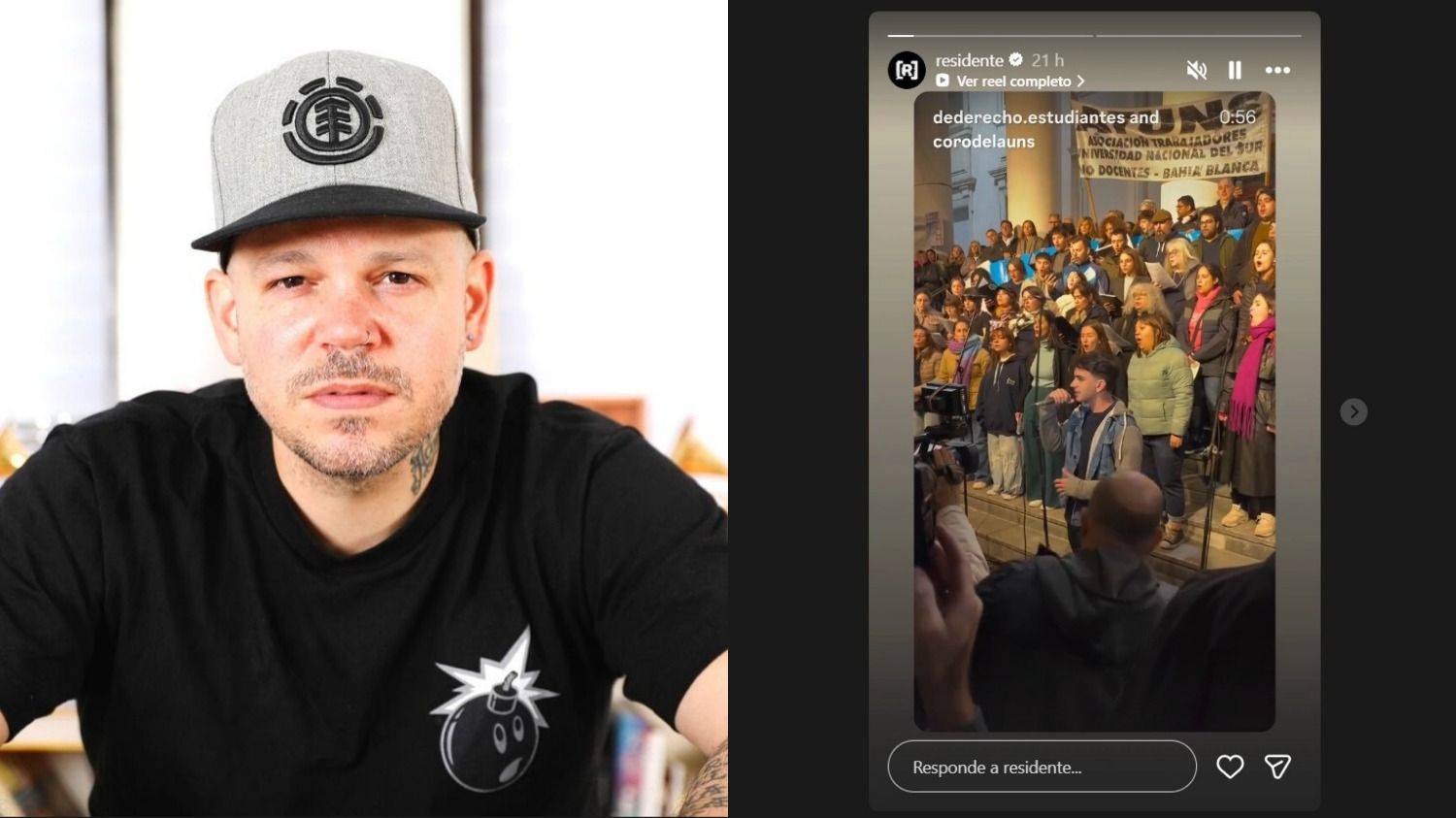El cantante Residente compartió un video del Coro de la UNS cantando “Latinoamérica” en la Marcha Universitaria