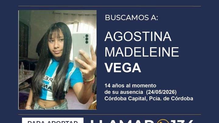 Activaron la Alerta Sofía para dar con el paradero de Agostina Vega en Córdoba