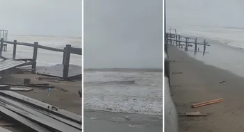 La sudestada rompió la rambla en Monte Hermoso