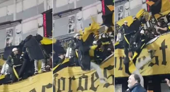 En video: un hincha cayó al vacío desde la tribuna antes de la final entre Olimpo y Napostá