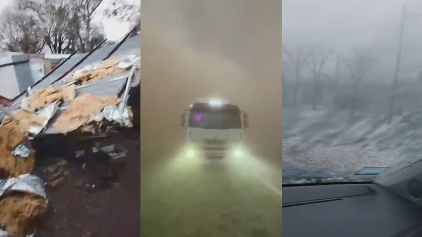 Violento temporal en Santa Fe: volcaron camiones en las rutas y el granizo provocó destrozos