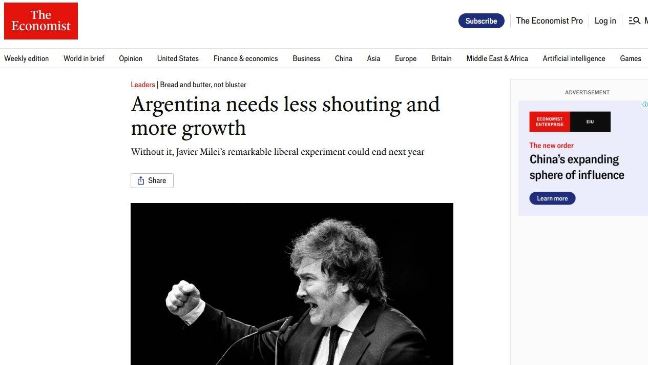 Para The Economist, “la Argentina necesita menos gritos y más crecimiento”