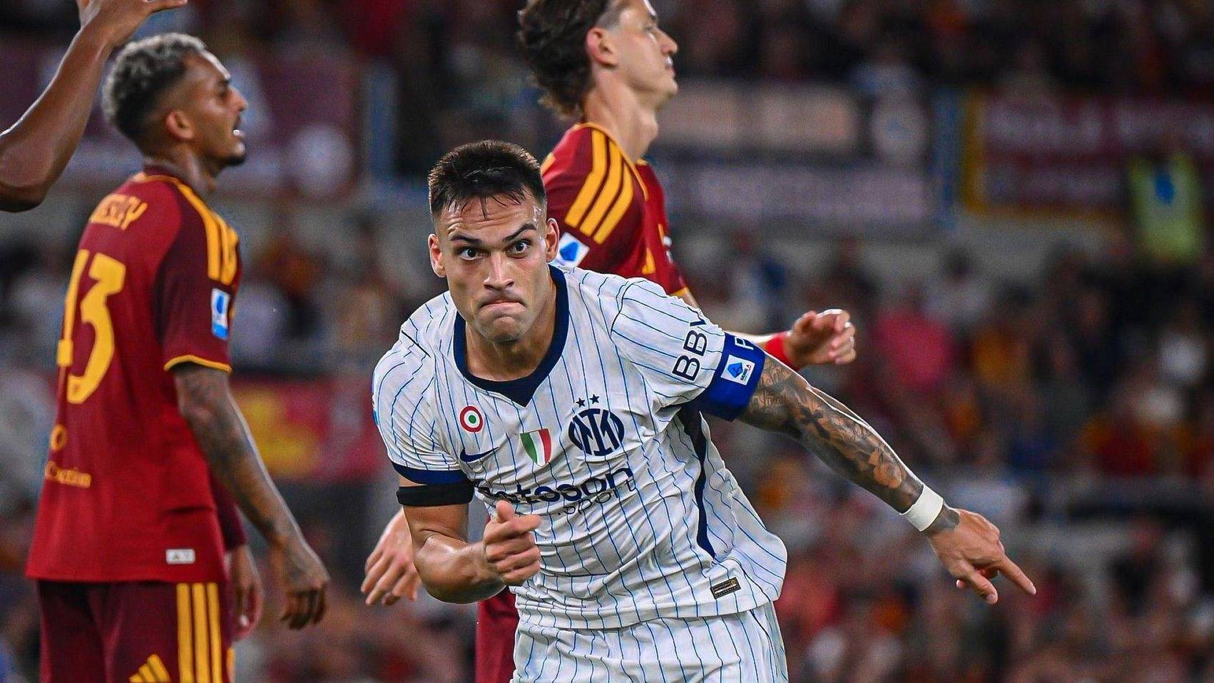 Lautaro marcó un doblete en el empate de Inter ante Roma