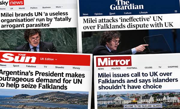 Una exigencia escandalosa: cómo reaccionaron los medios británicos al discurso de Milei en la ONU