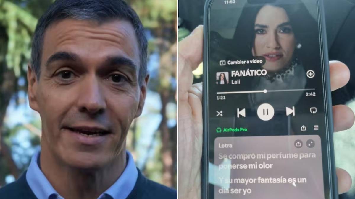 La chicana de Sánchez a Milei en su visita a España: publicó una imagen de "Fanático" de Lali