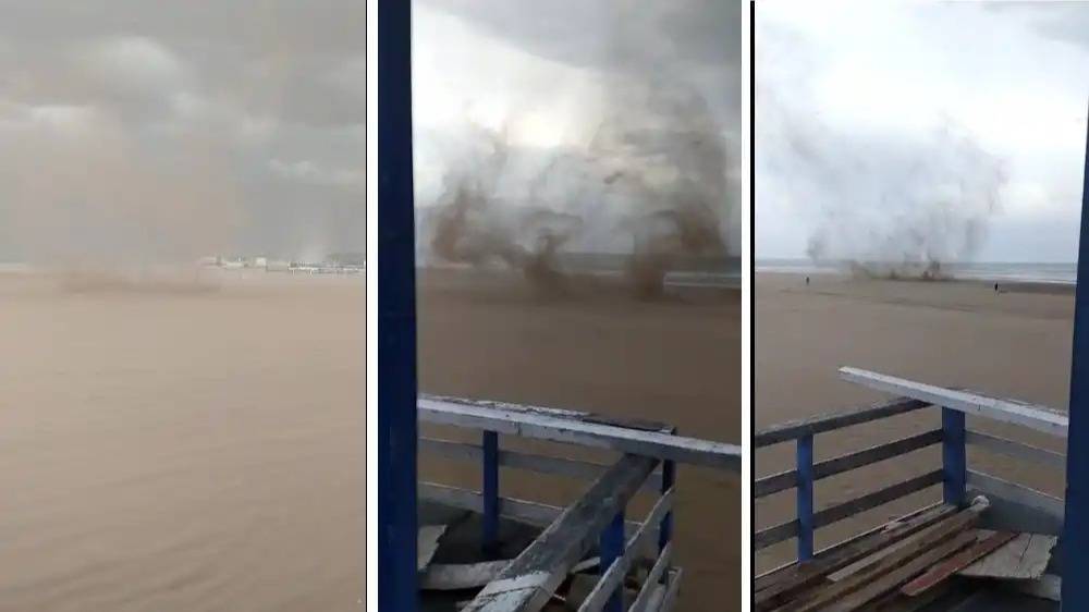 ¿Mini tornado? El curioso remolino que apareció en la costa de Necochea