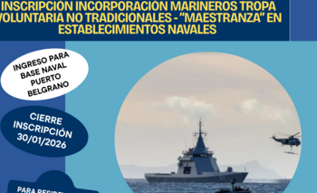 Armada: se abrió la inscripción para Marineros Tropa Voluntaria No Tradicionales–Maestranza