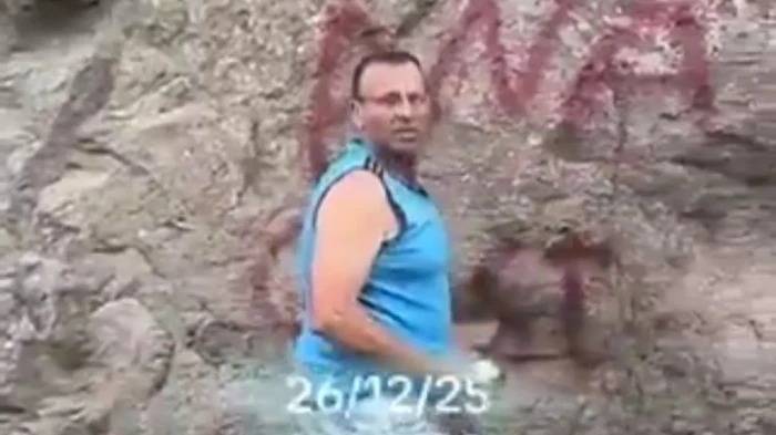 Un camionero fue grabado mientras pintaba grafittis en el Parque Nahuel Huapi: fue sancionado